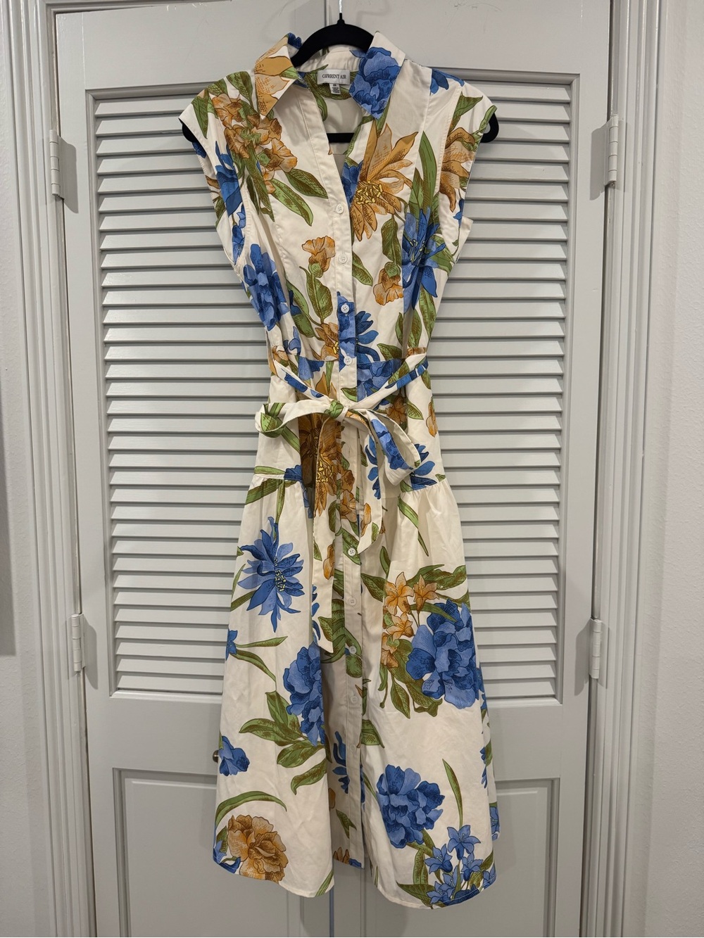 Current Air Cream Jumpsuit with Blue and Yellow Floral Print
